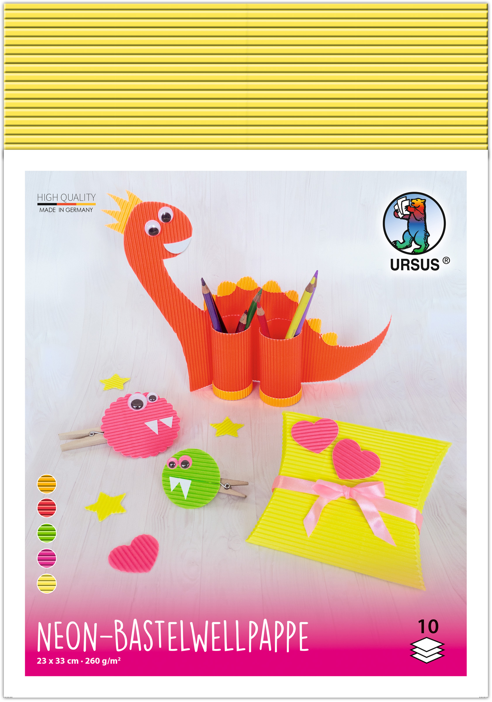 photo URSUS Carton ondulé 23x33cm 10310099 néons assortis 10 feuilles