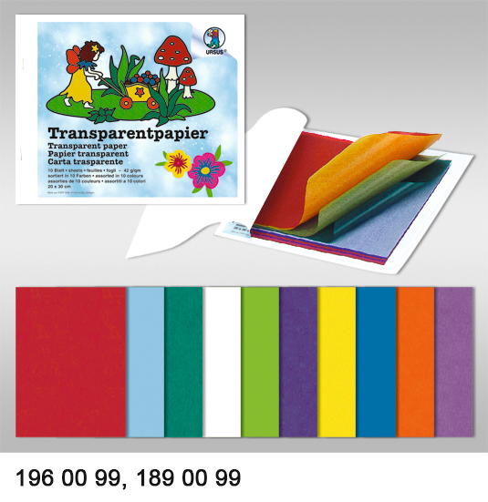 URSUS Papier transparent 14×24cm 1960099 42g, 10 couleurs ass.