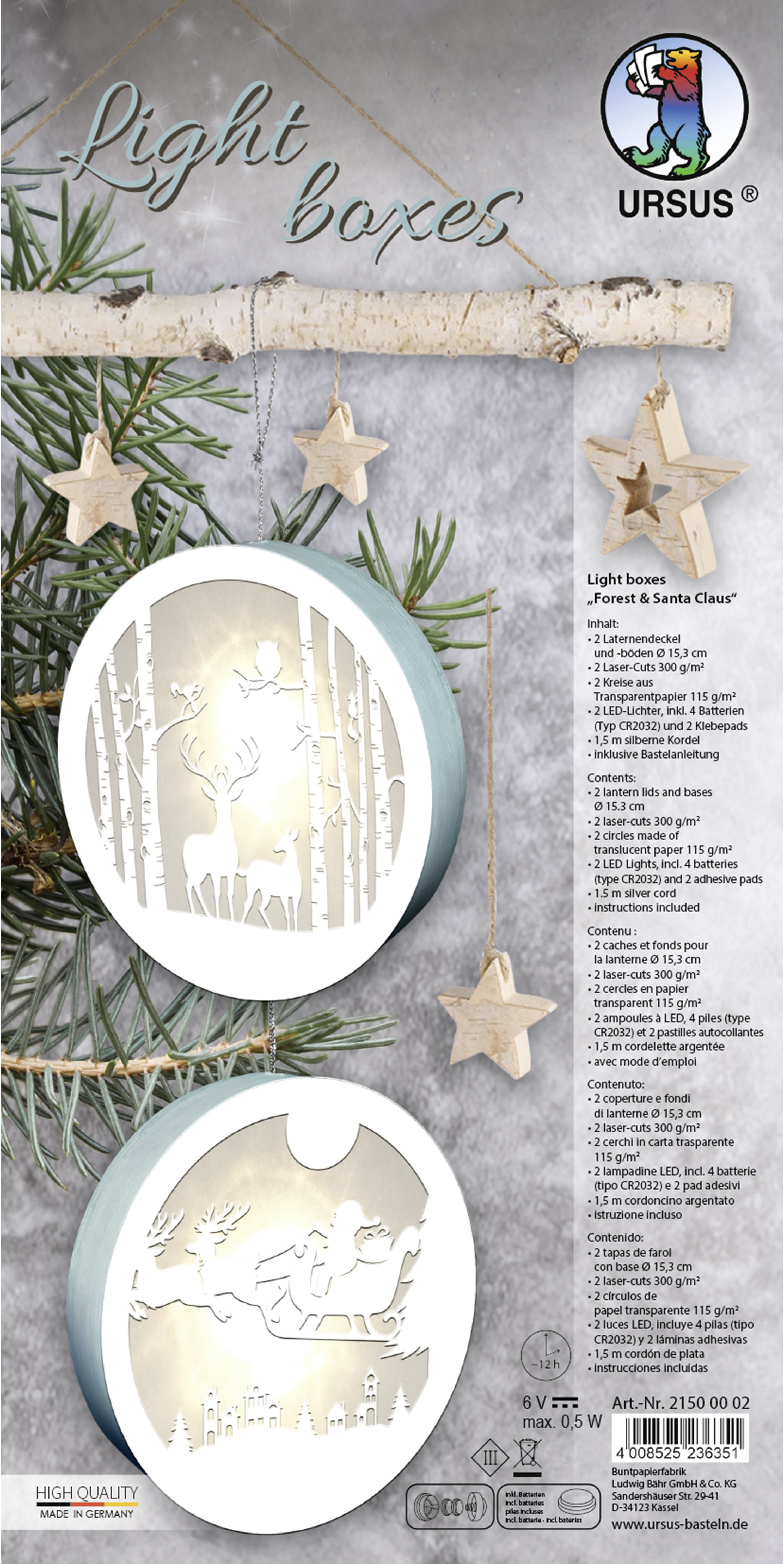 photo URSUS Light Boxes 15.3cm 21500002 Forest & Santa Claus 2 pièces