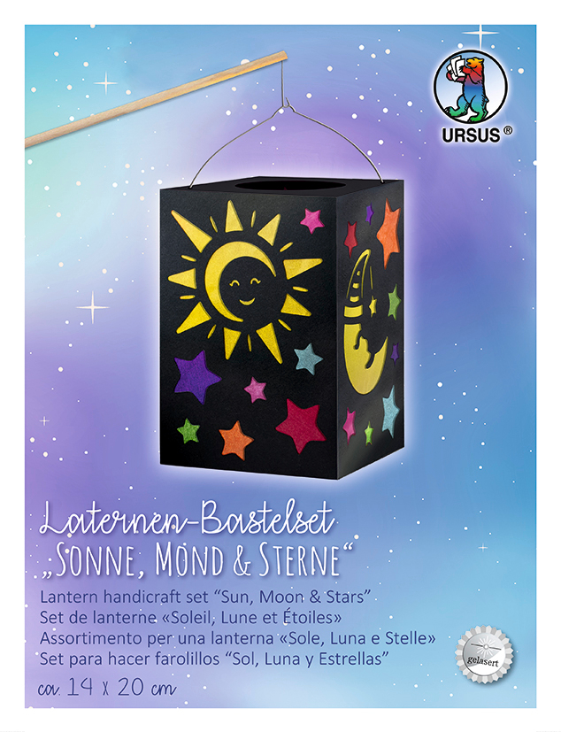 URSUS Set de lanterne 14x20cm 2370099 Soleil, Lune & Etoiles Soleil, Lune & Etoiles