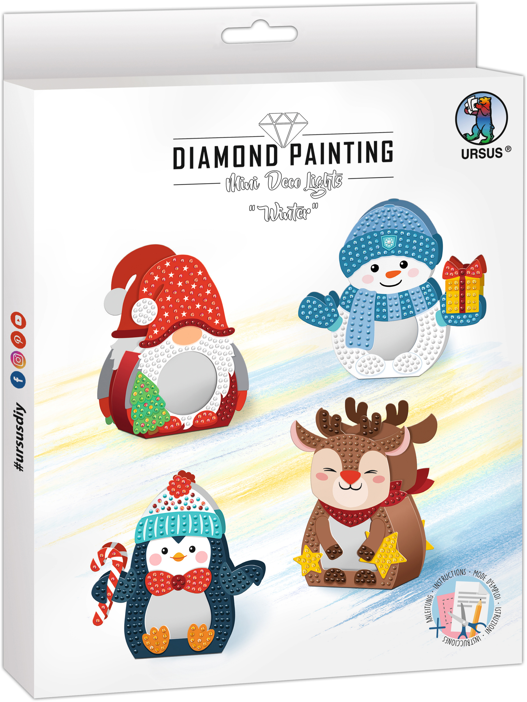 photo URSUS Diamond Painting Deco-Lights 43480003F Hiver 4 pièces