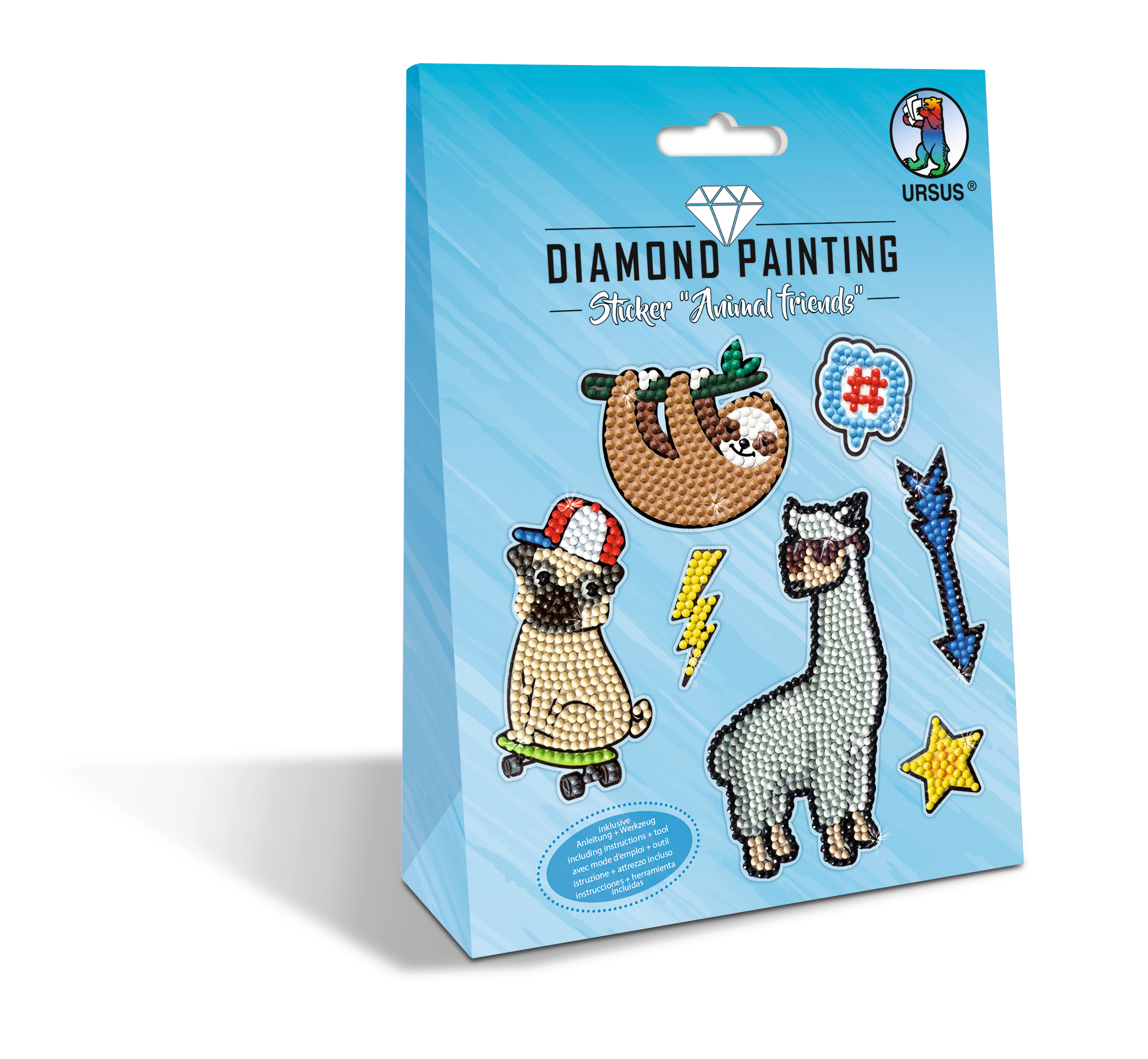 URSUS Diamond Sticker Animal 43500005 10x15cm 2 flls.