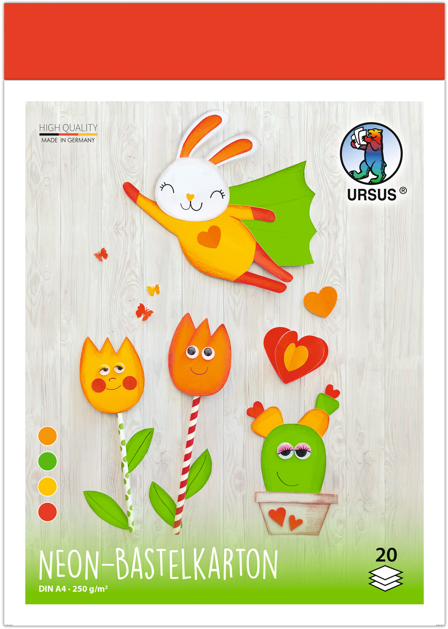 photo URSUS Carton à bricoler A4 4784699 néons assortis 20 feuilles