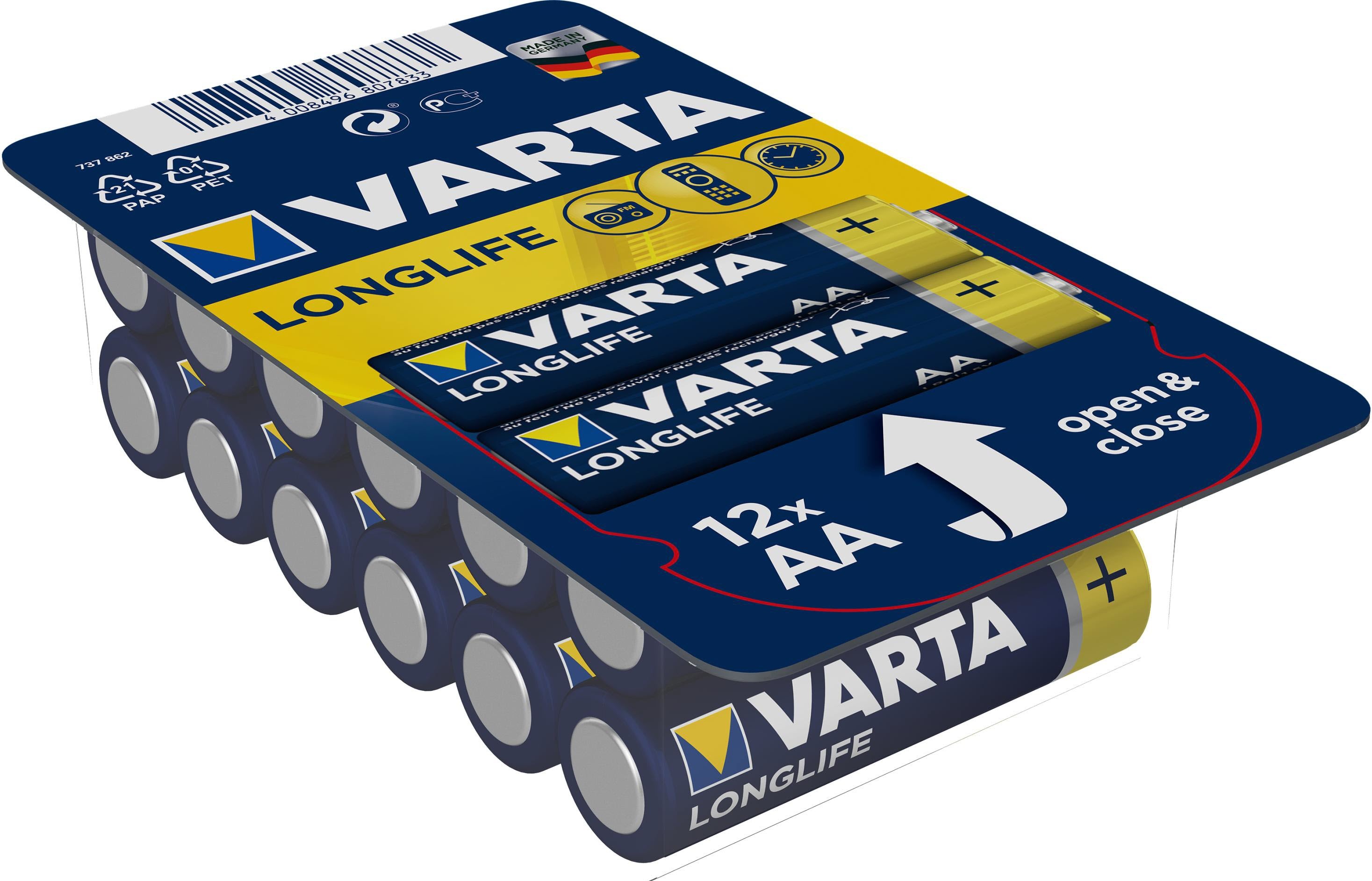 VARTA Longlife 4103301112 AA/LR06, 12 pièces
