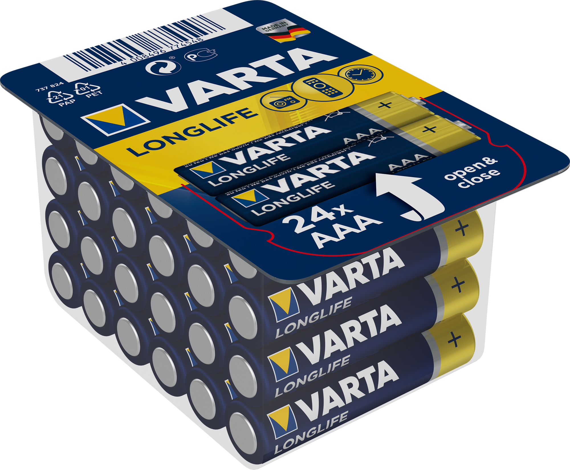 VARTA Longlife 4103301124 AAA/LR03, 24 pièces