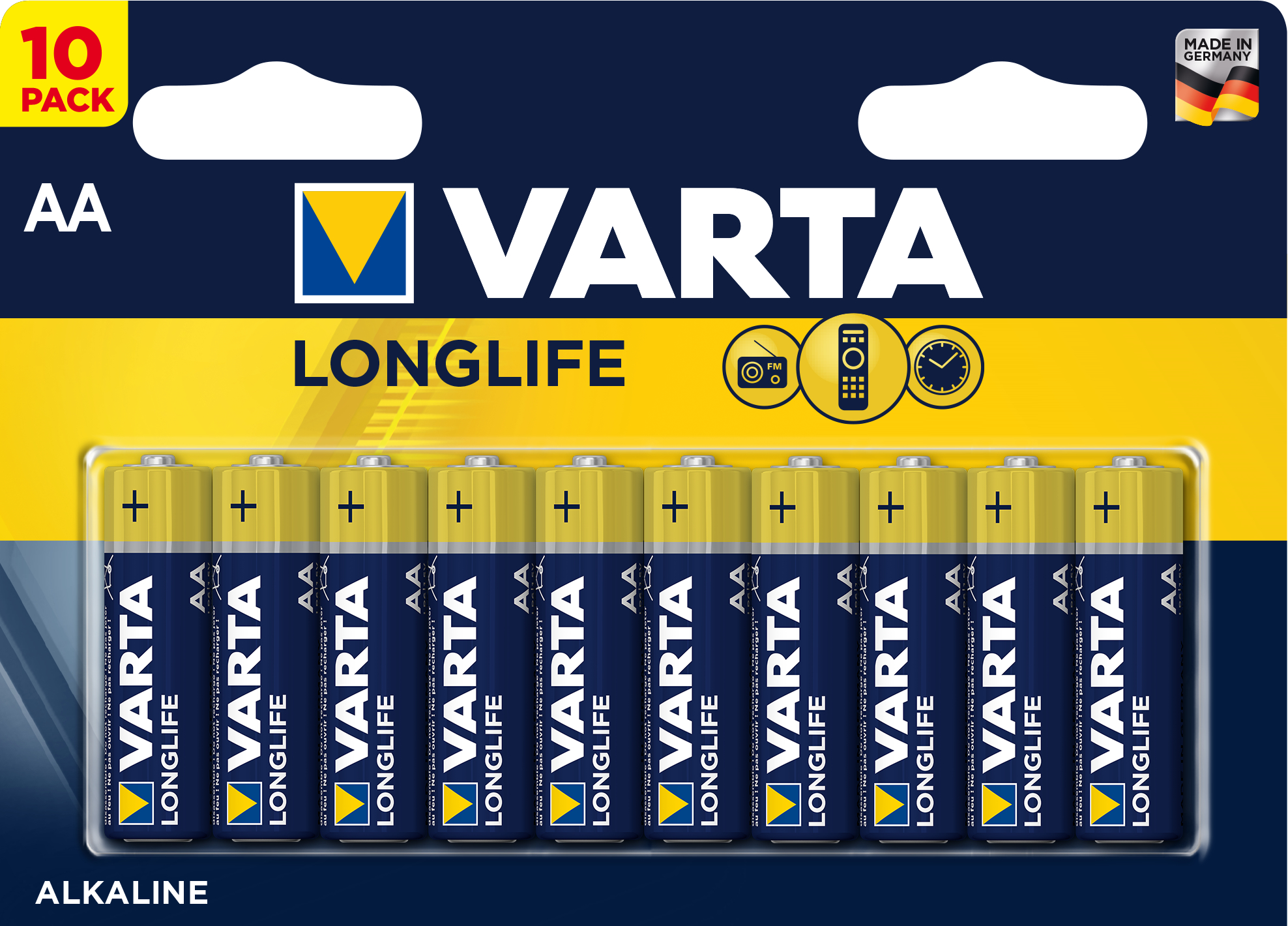 VARTA Pile 4106101461 Longlife, AA/LR06, 10 pièces