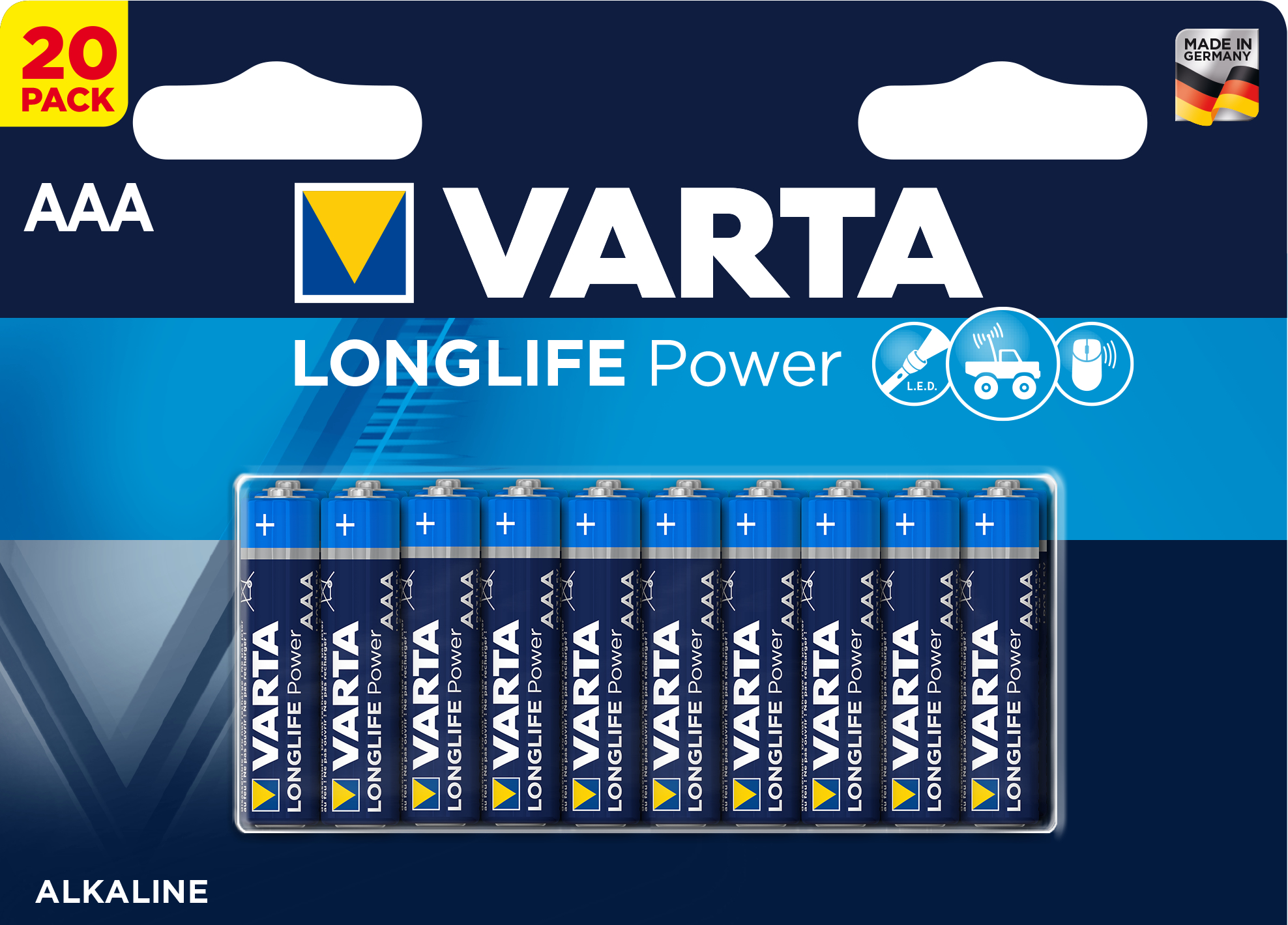 VARTA Pile Longlife Power 4903121420 AAA/LR03, 20 pièces AAA/LR03, 20 pièces