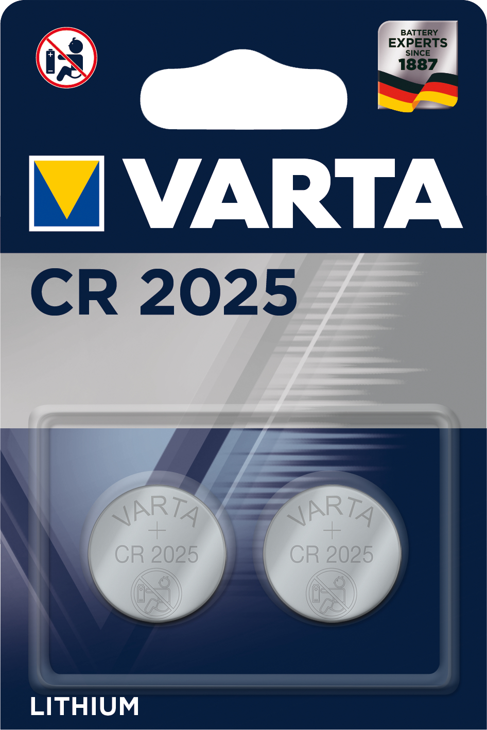 VARTA Pile bouton 6025101402 CR2025, 2 pièces