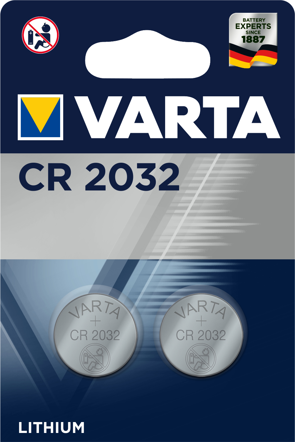 VARTA Pile bouton 6032101402 CR2032, 2 pièces