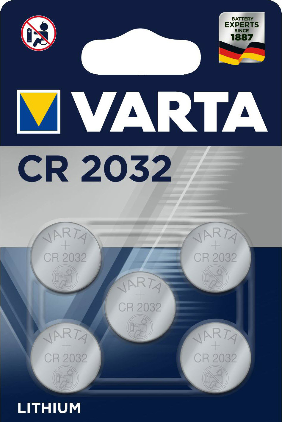 VARTA Pile bouton CR2032, 5 pièces 6032101415