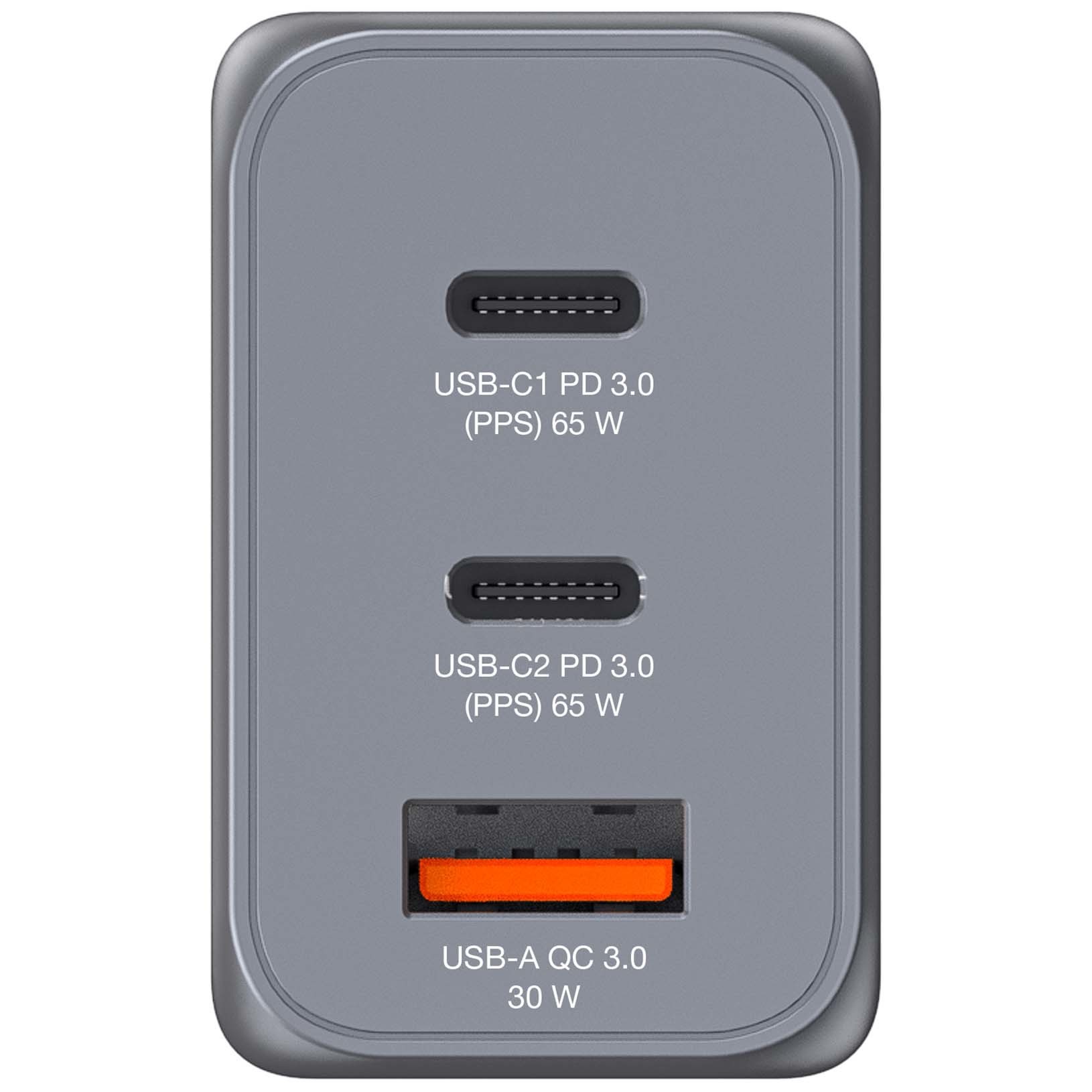VERBATIM Charger 65W GaN grey 32201 2xUSB-C 1xUSB-A +Adapter UK/US