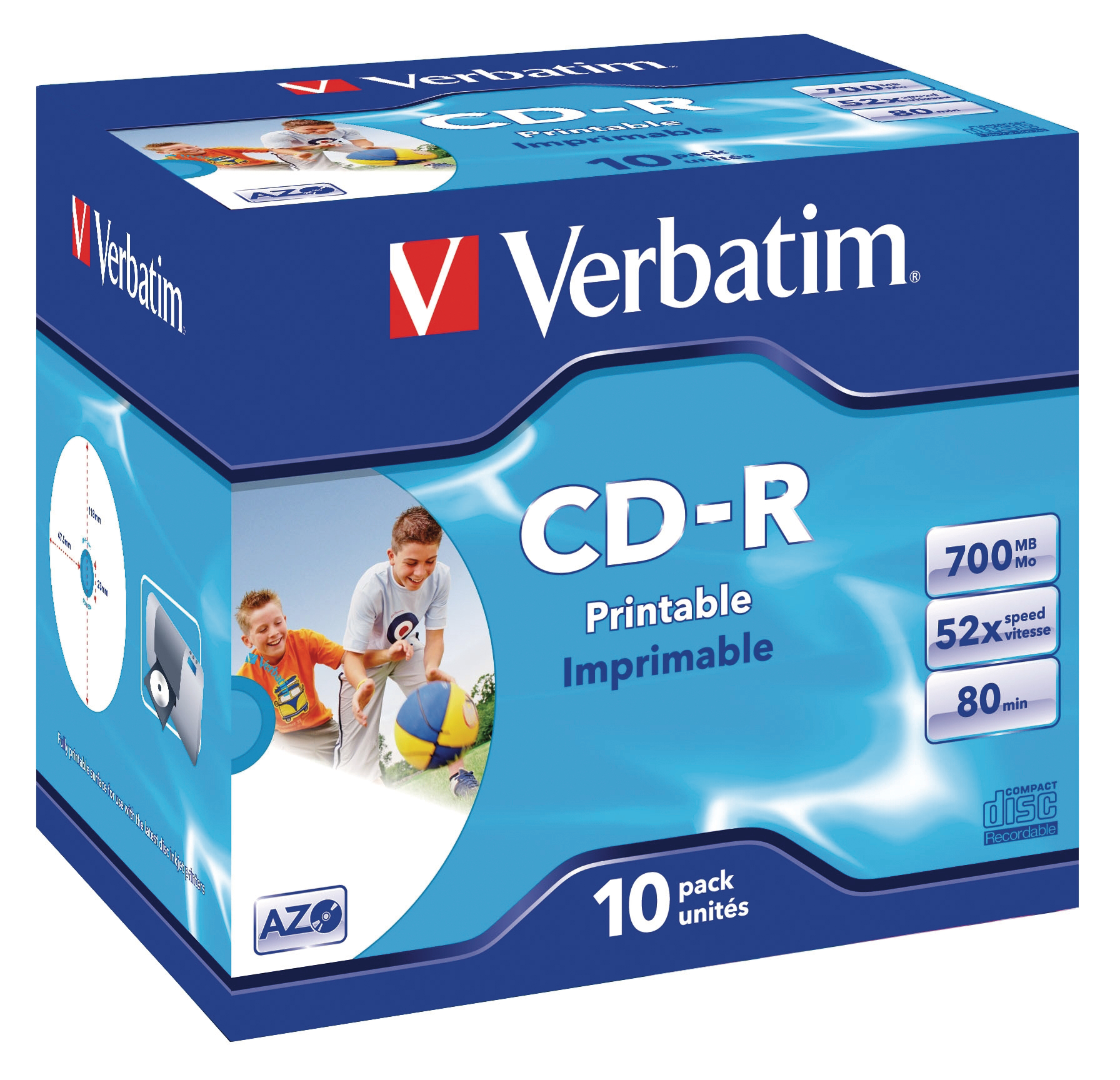 VERBATIM CD-R Jewel 80MIN/700MB 43325 52x fullprint 10 Pcs 52x fullprint 10 Pcs