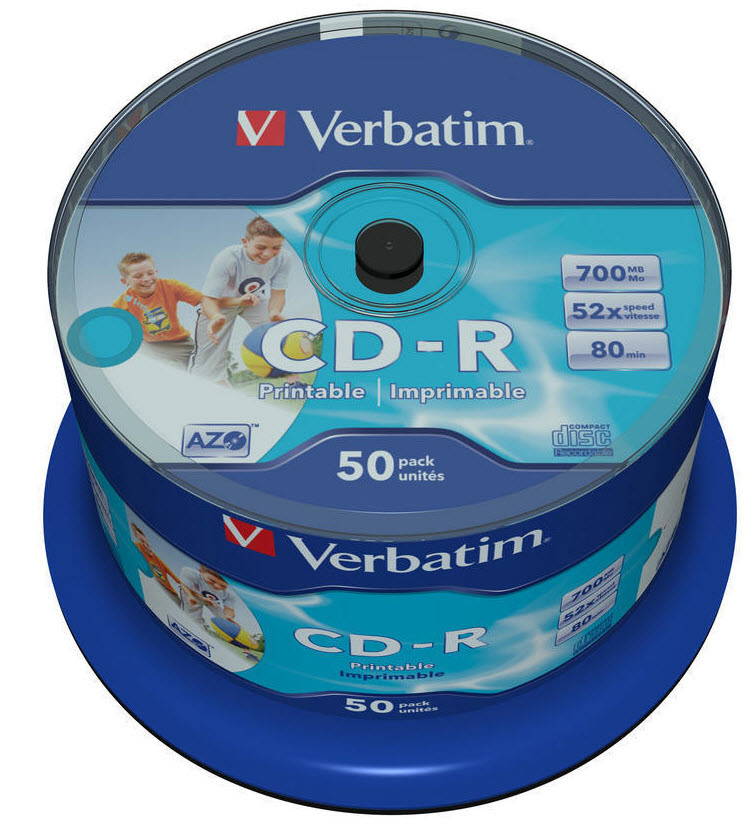 VERBATIM CD-R Spindle 80MIN/700MB 43438 52x fullprint o.L 50 Pcs