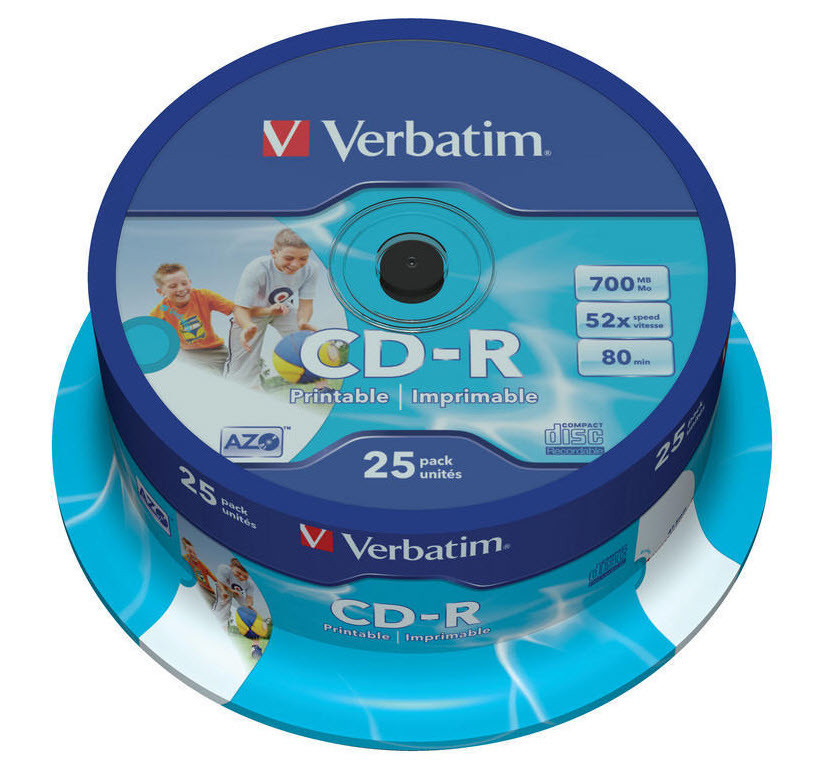 VERBATIM CD-R Spindle 80MIN/700MB 43439 52x fullprint a.L. 25 Pcs