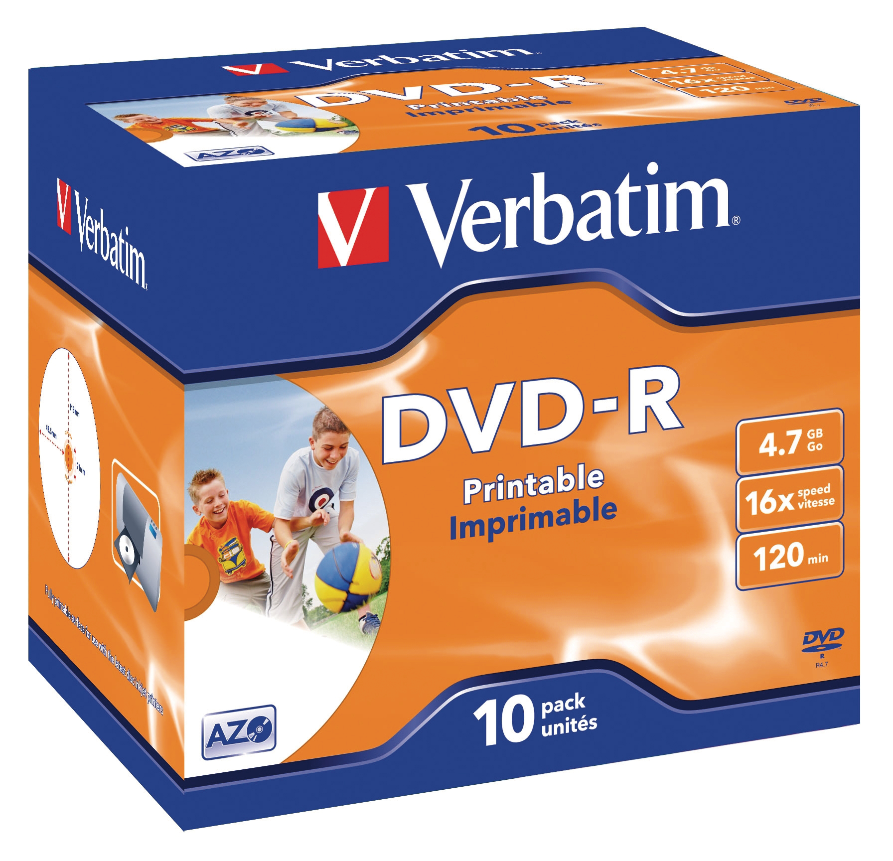 VERBATIM DVD-R Jewel 4.7GB 43521 1-16x fullprint 10 Pcs