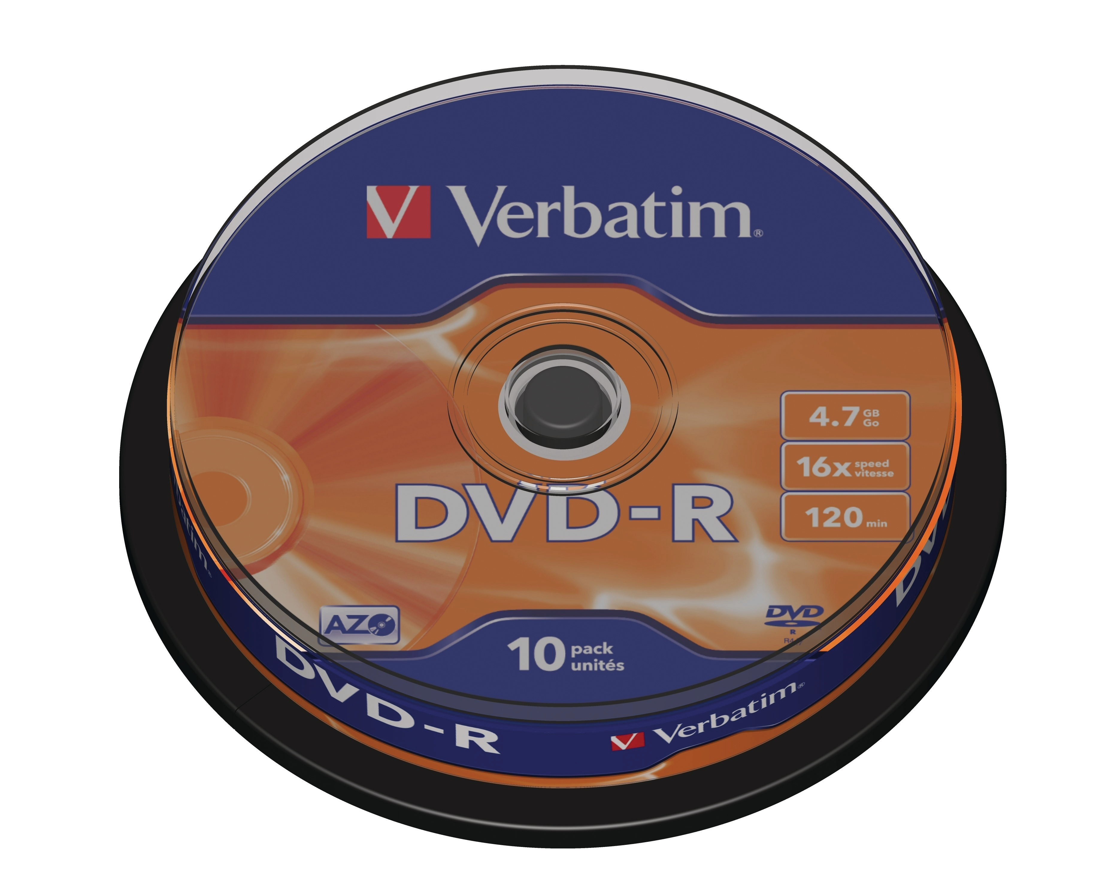 VERBATIM DVD-R Spindle 4.7GB 43523 1-16x 10 Pcs 1-16x 10 Pcs