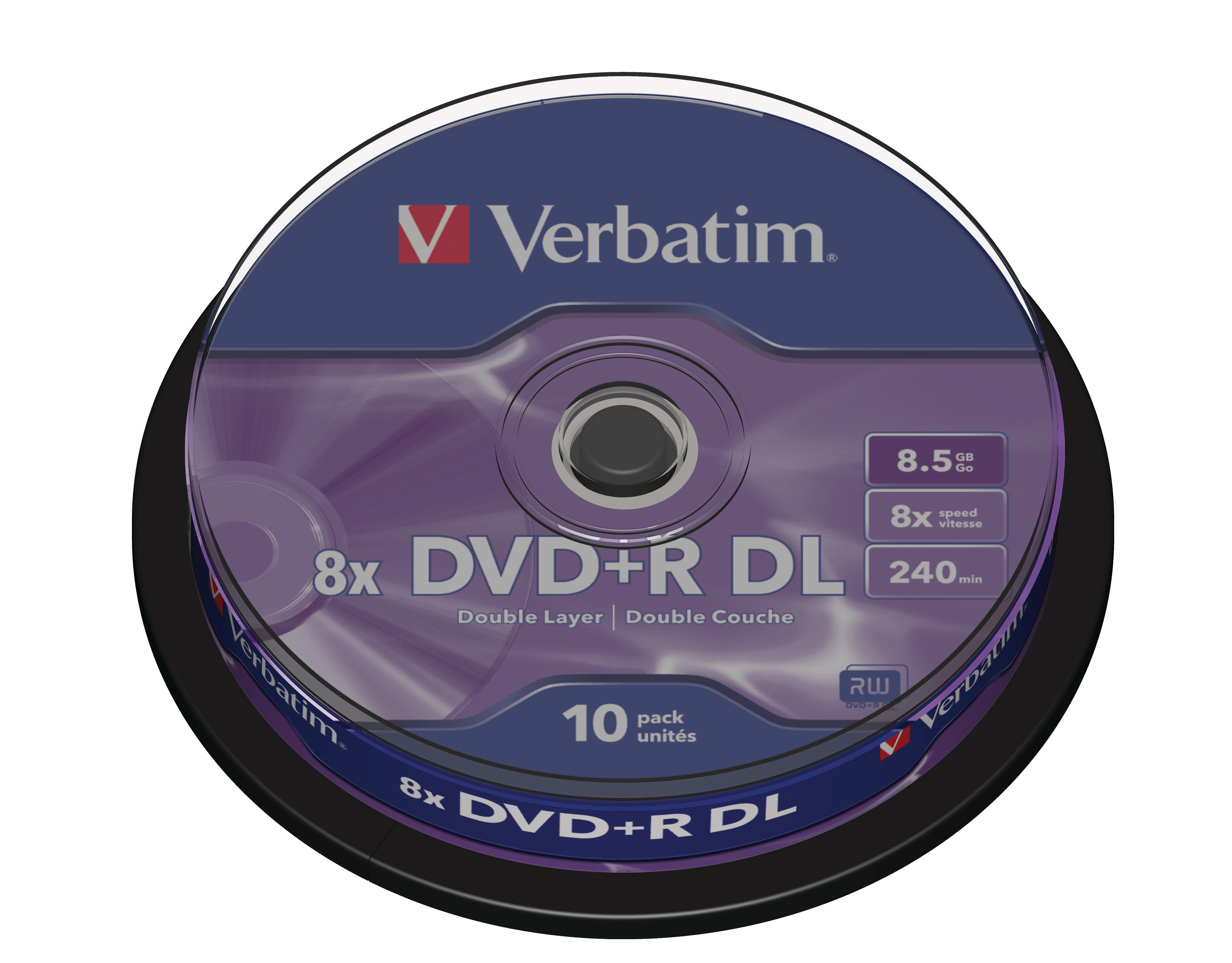 VERBATIM DVD+R Spindle 8.5GB 43666 8x DL Matt Silver 10 Pcs 8x DL Matt Silver 10 Pcs