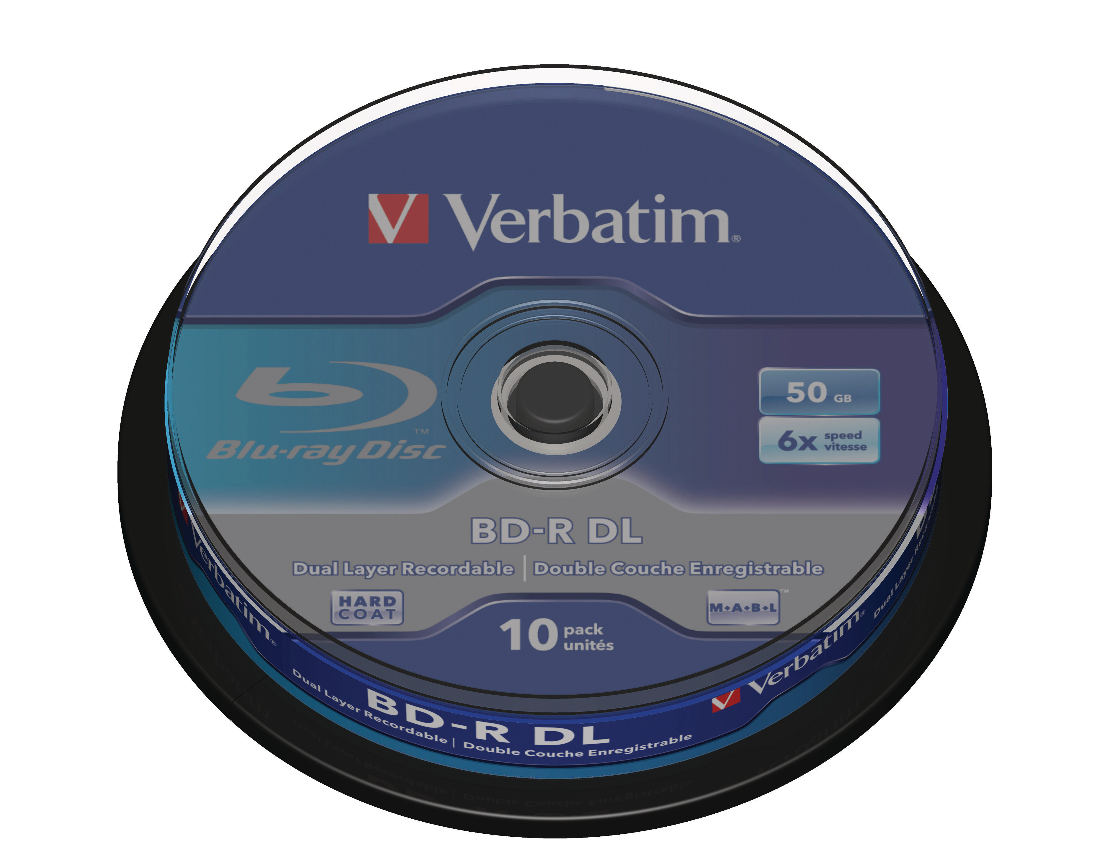 VERBATIM BD-R Spindle whi./blue 50GB 43746 6x DL Scratchgrd+ 10 Pcs