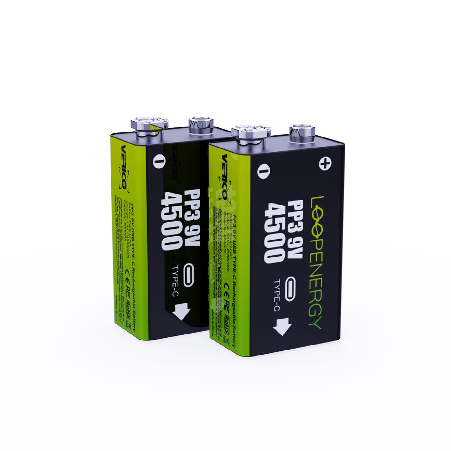 photo VERICO LoopEnergy Batterie USB-C 1UDBT-A3WEB2 9V/6LR61 (500mAh) 2 pièces