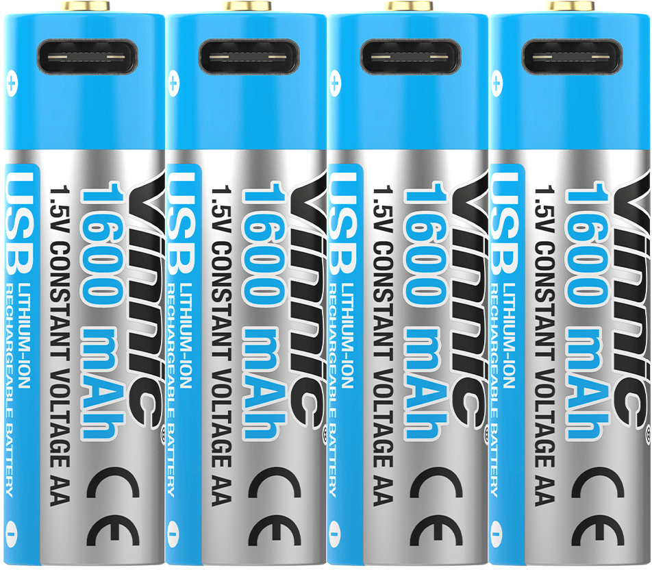 photo VINNIC USB Rech. Batt. AA Type-C VPRB-UC2A-4PC 1600mAh,Case,4pcs.
