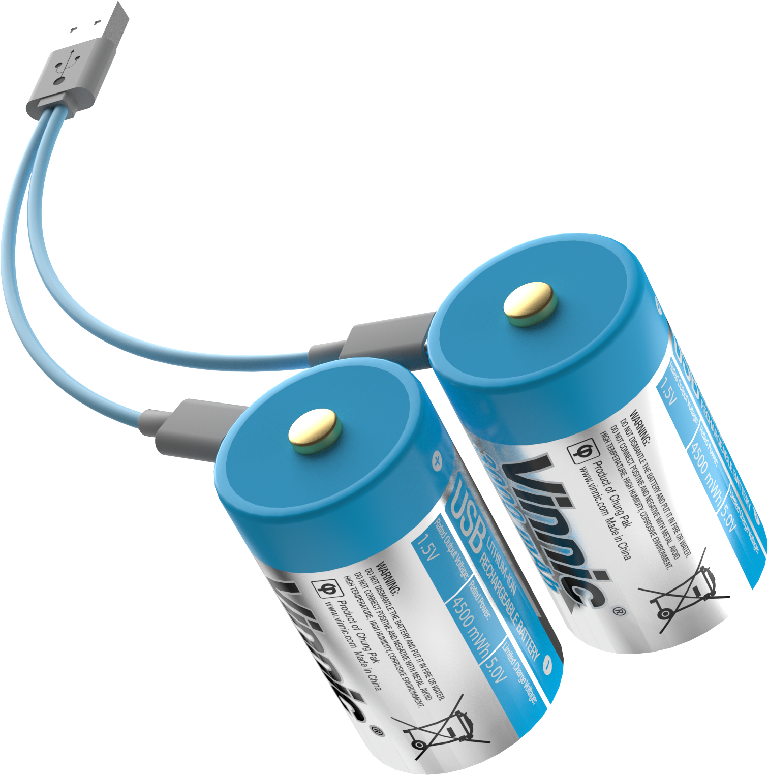 photo VINNIC USB Rech. Batt. D Type-C VPRB-UCD-2PC 3000mAh,Case,2pcs.