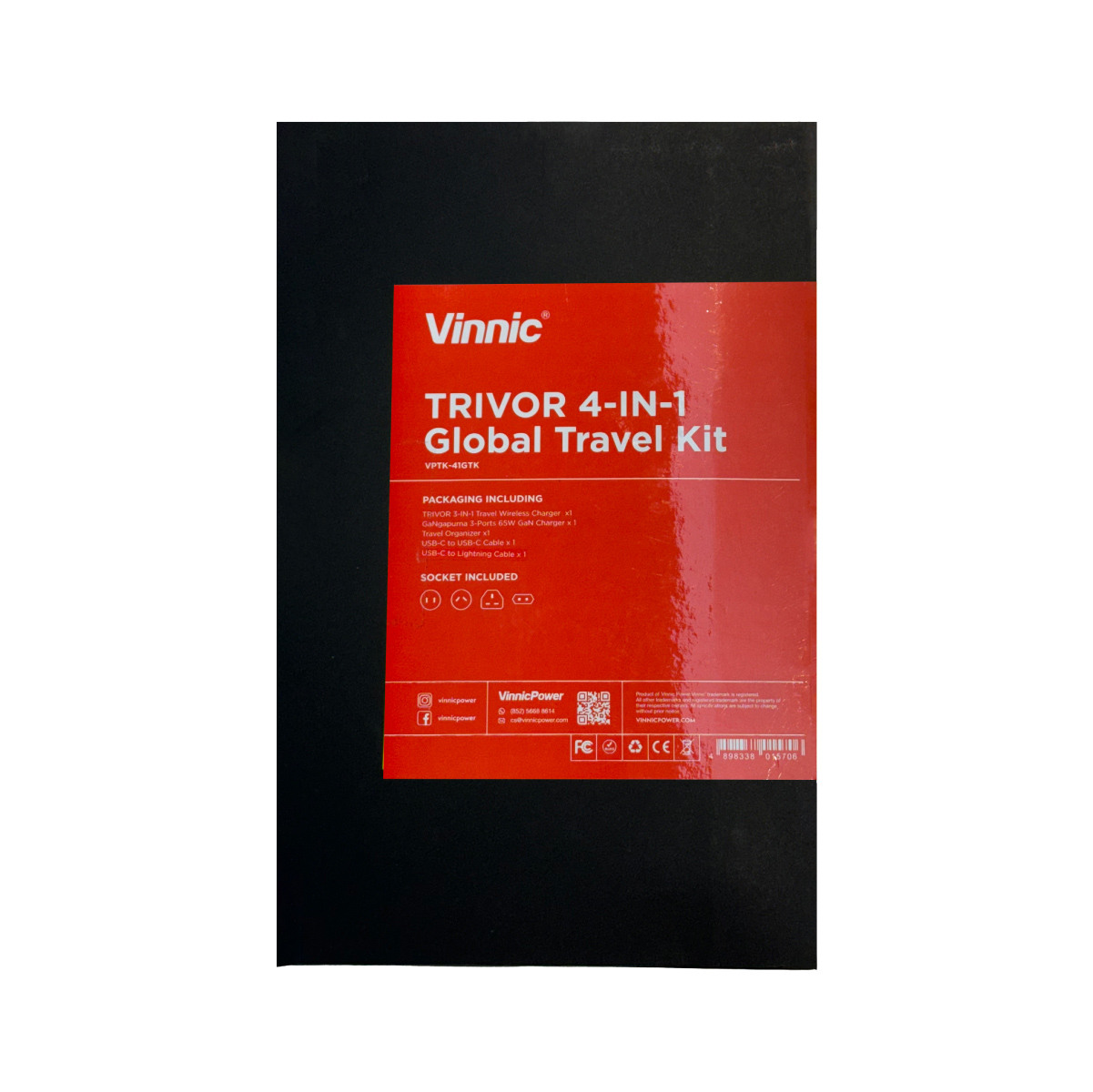 VINNIC Trivor 4-in-1 VPTK-4IGTK Global Travel Kit, Black