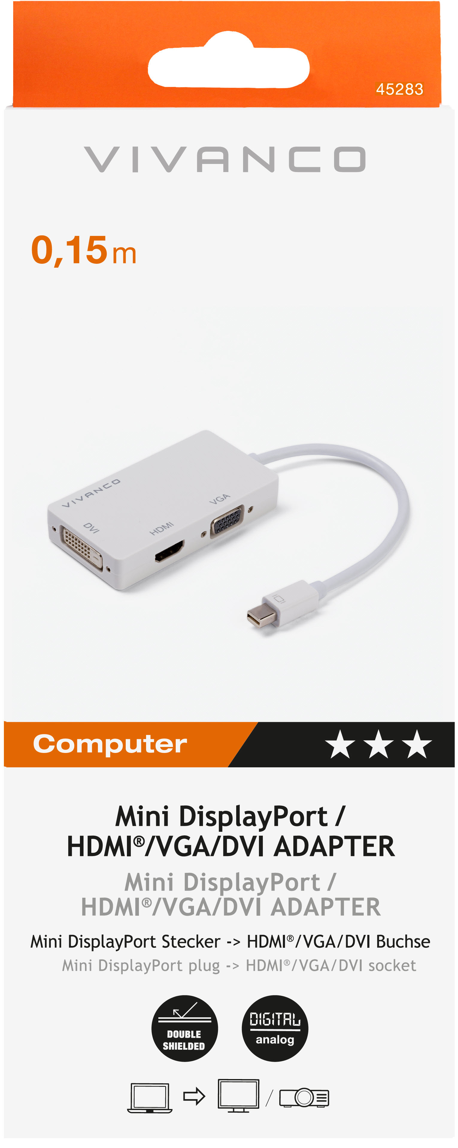 VIVANCO MiniDisplayPort 45283 45283 HDMI/DVI/VGA