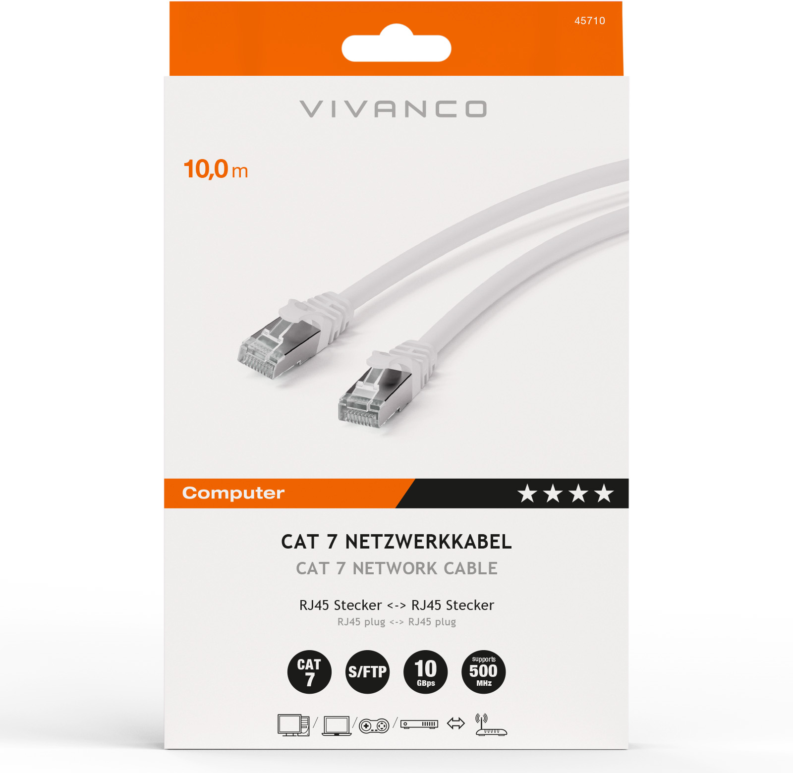 photo VIVANCO Câble réseau CAT 7 10m 45710 Twisted Pair