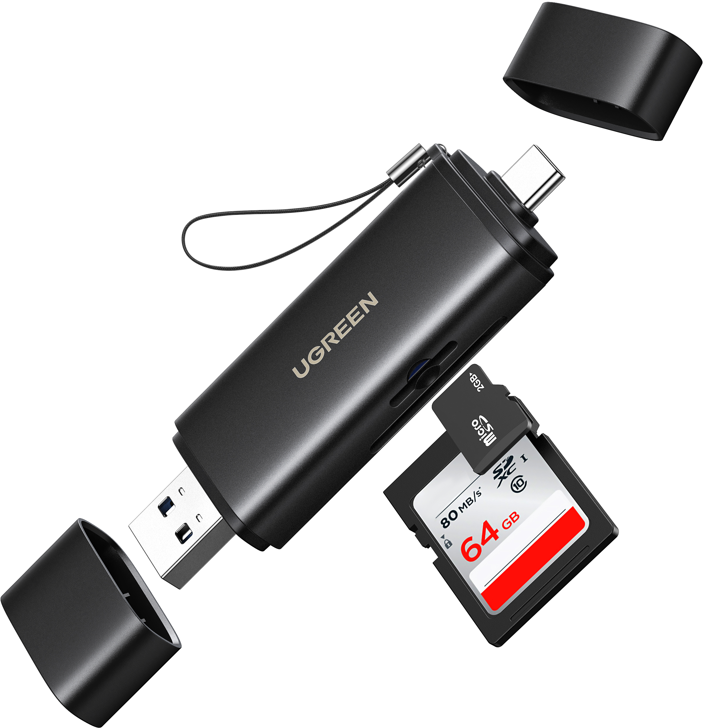 photo VIVANCO Card Reader 2-in-1 65024 USB-C,USB-A,SD,TF (BB)