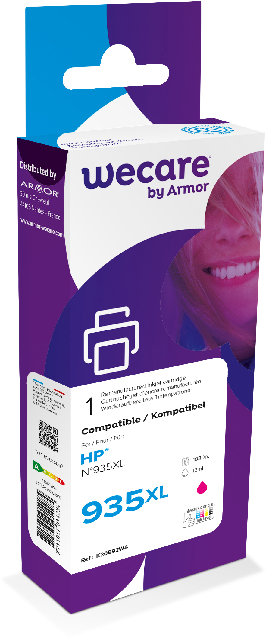 photo WECARE Encre 935XL rebuilt magenta C2P25AEWE p. HP OJ Pro 6230 12ml