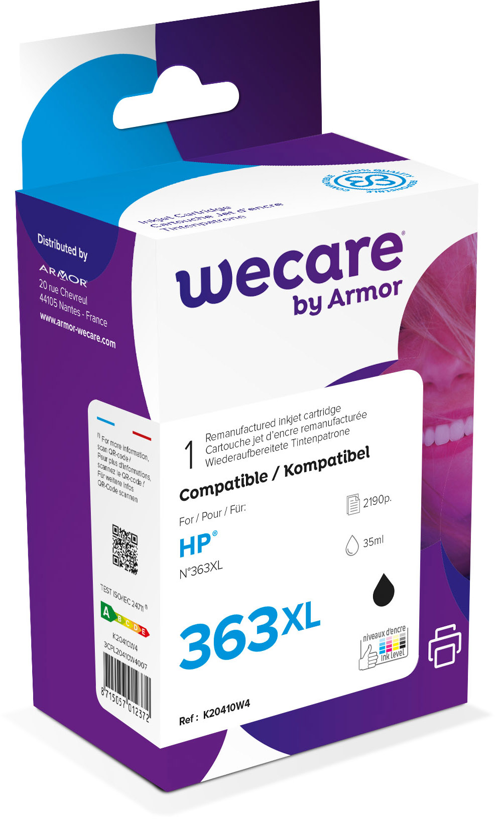 photo WECARE Encre 363 rebuilt noir C8721EEWE p. HP PhotoSmart 8250 35ml