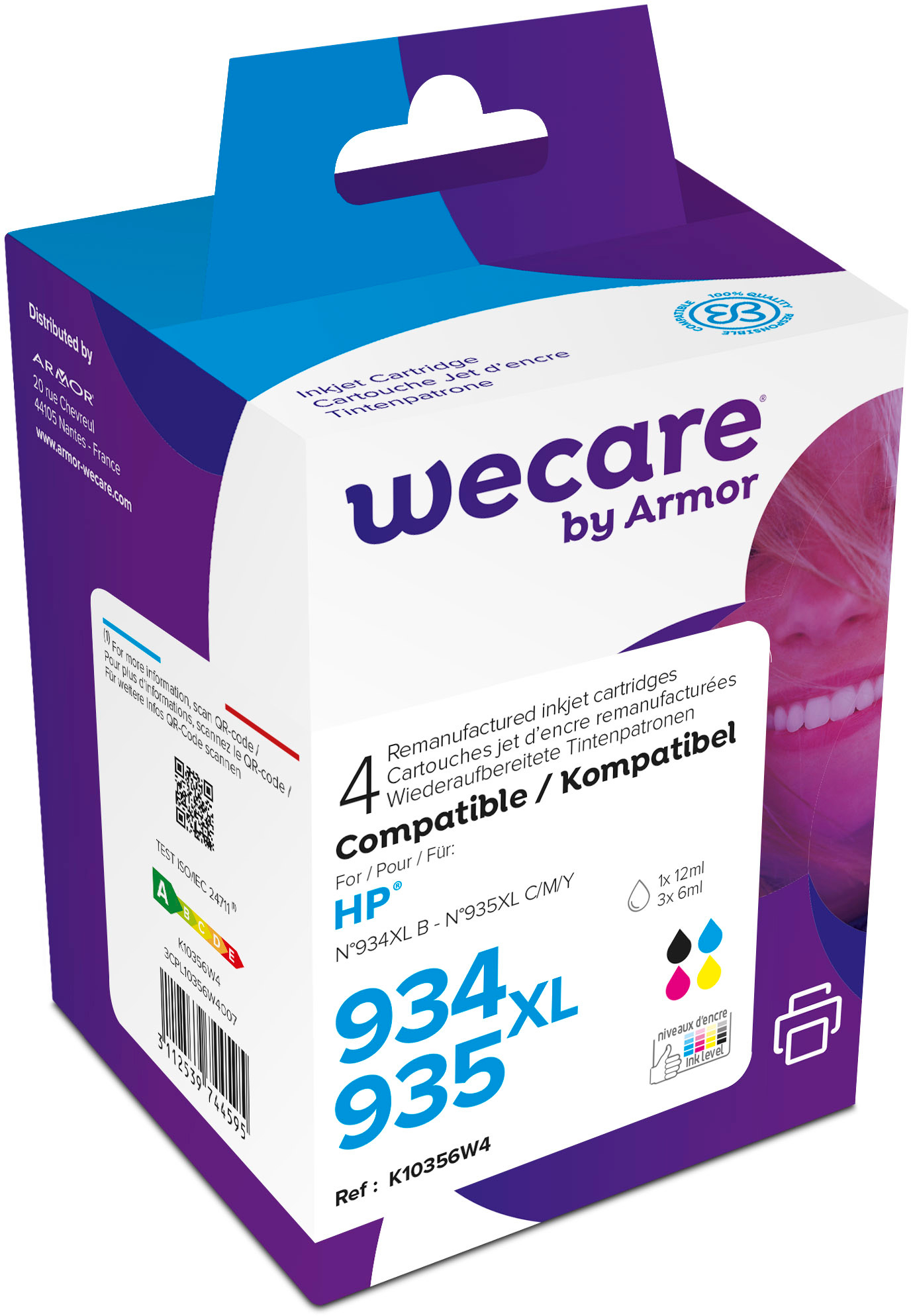 photo WECARE Multi 934XL/935 rebuilt CMYBK X4E14AEWE p.HP OJ Pro 6230 45/3x2ml