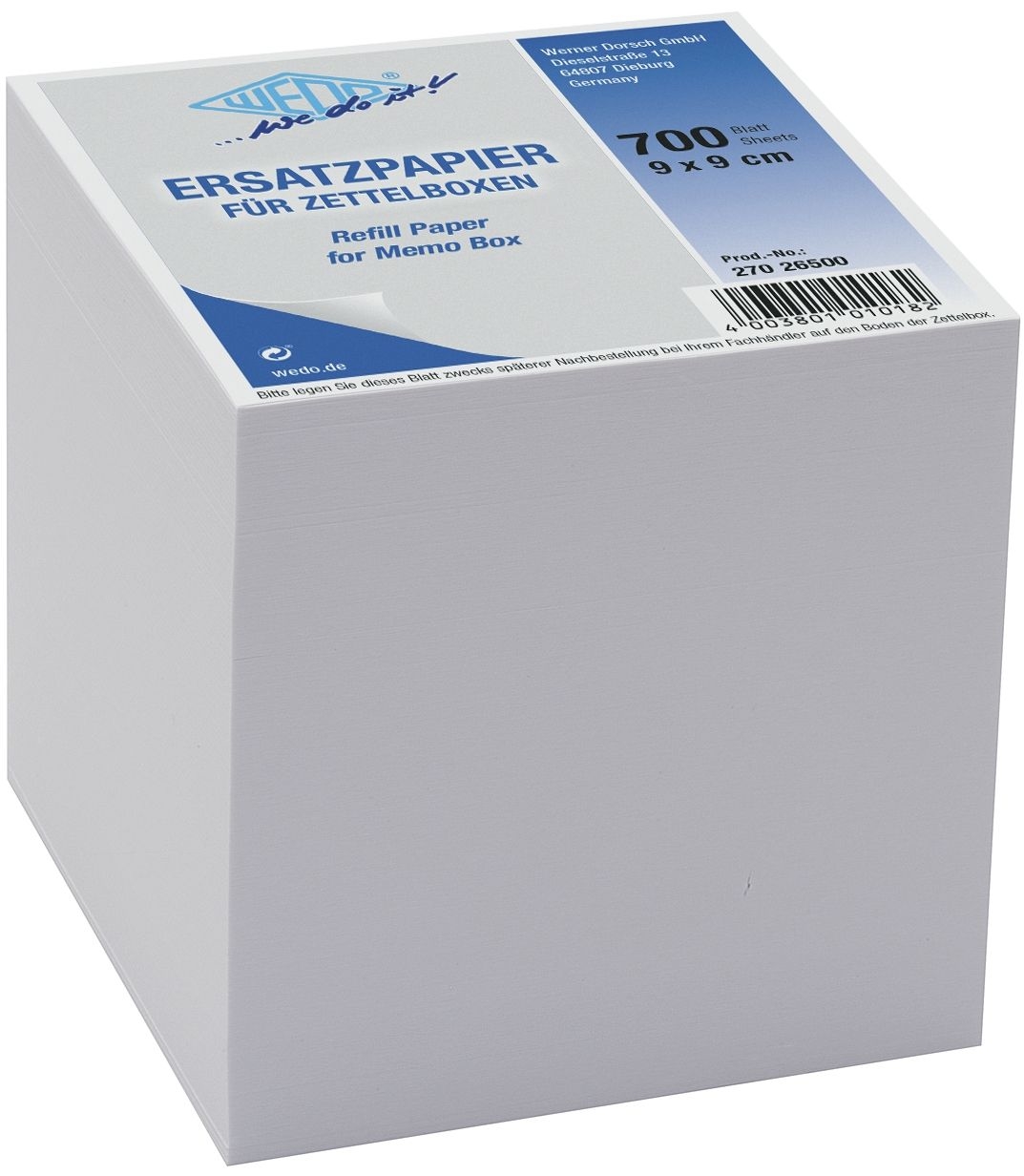 WEDO Bloc cube papier 27026500 9x9cm non colle 700fe. blanc