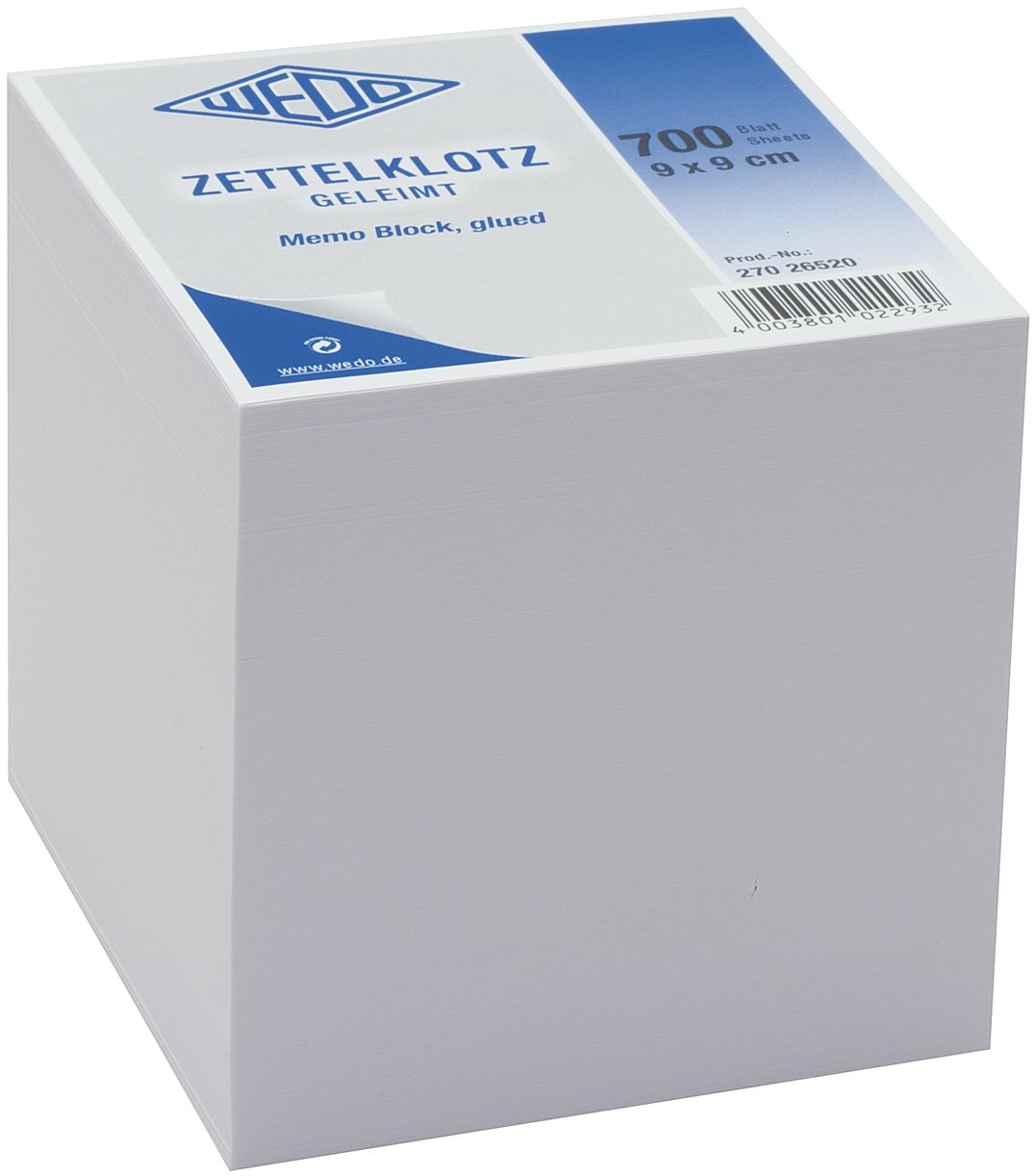 WEDO Bloc cube papier 27026520 9x9cm colle 700fe. blanc