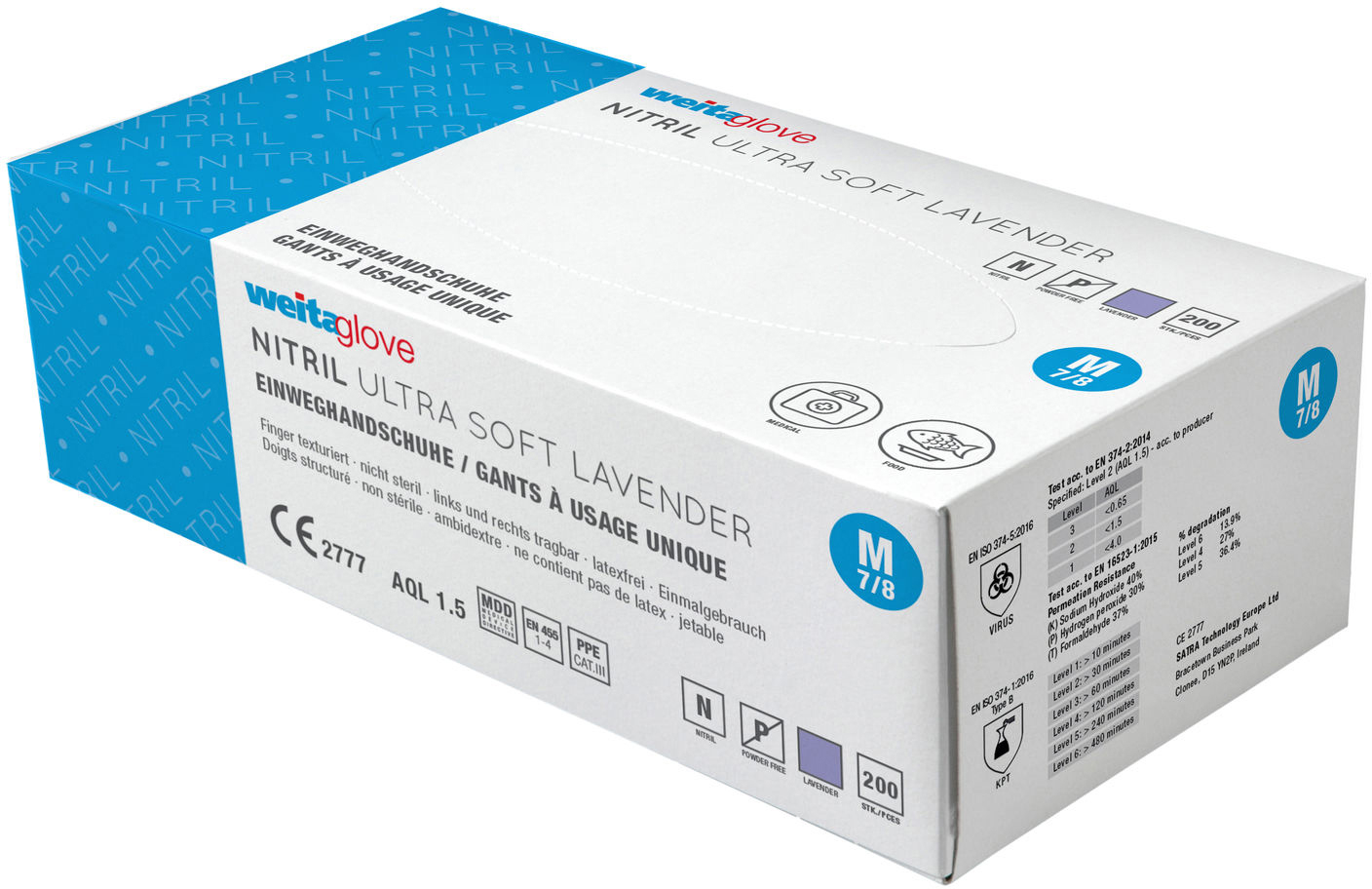 photo WEITA Gants jetables Nitri Gr. M 836054 Ultra Soft Lavendel 200 pièces