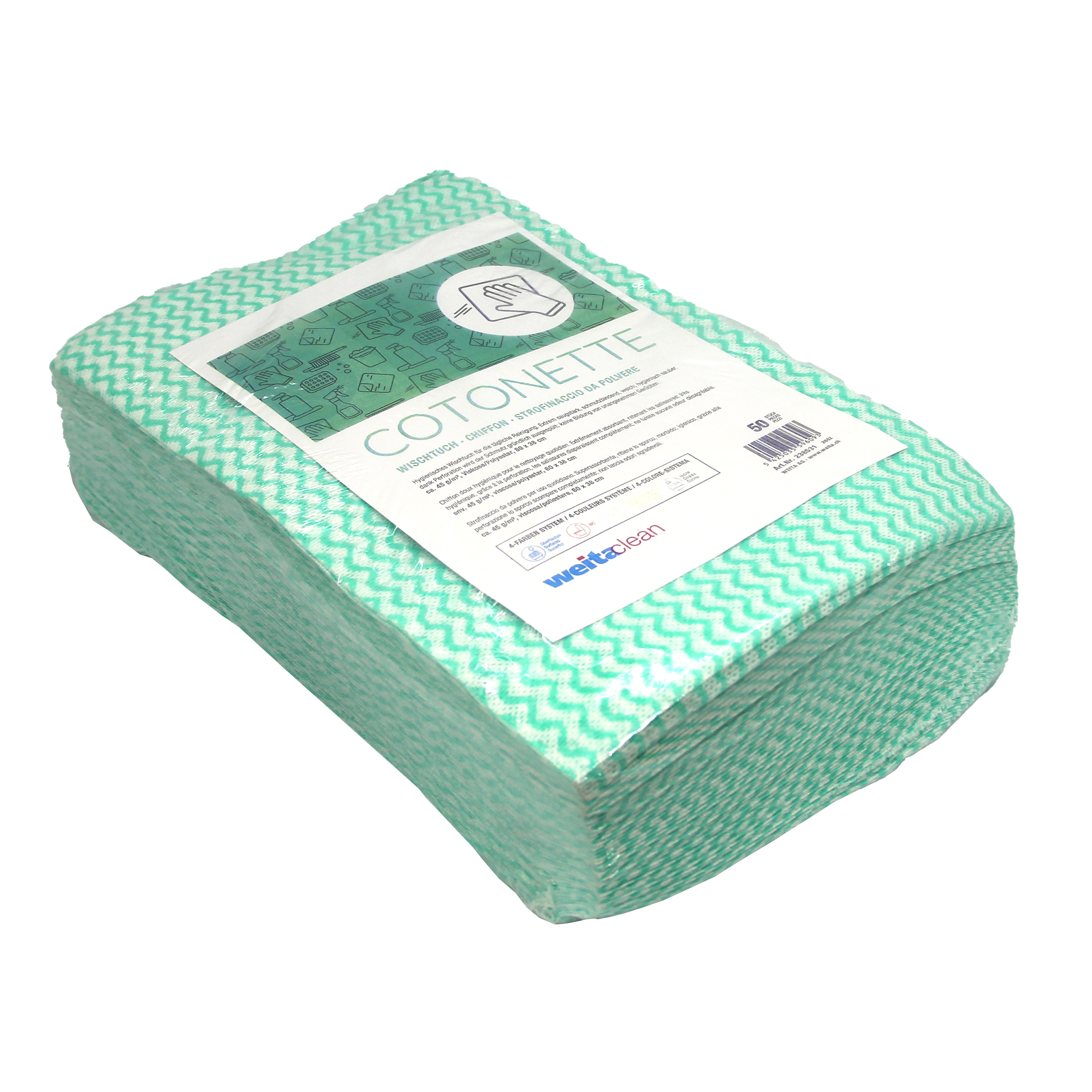 photo WEITACLEAN Lingettes Cotonette 38x60cm 238531 vert 50 pièces