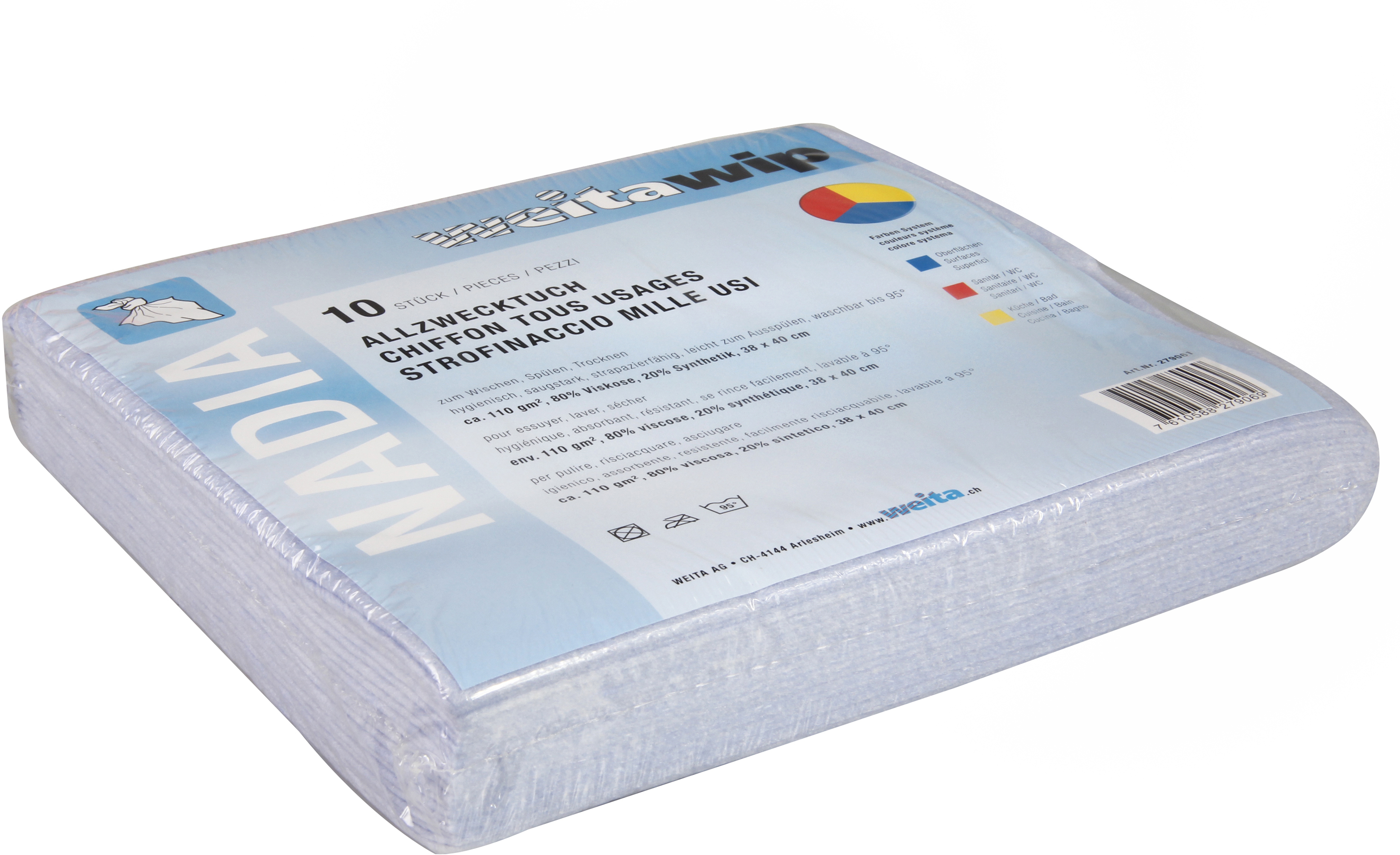 photo WEITACLEAN Lingettes Nadia 38x40cm 279061 assorti 10 pièces