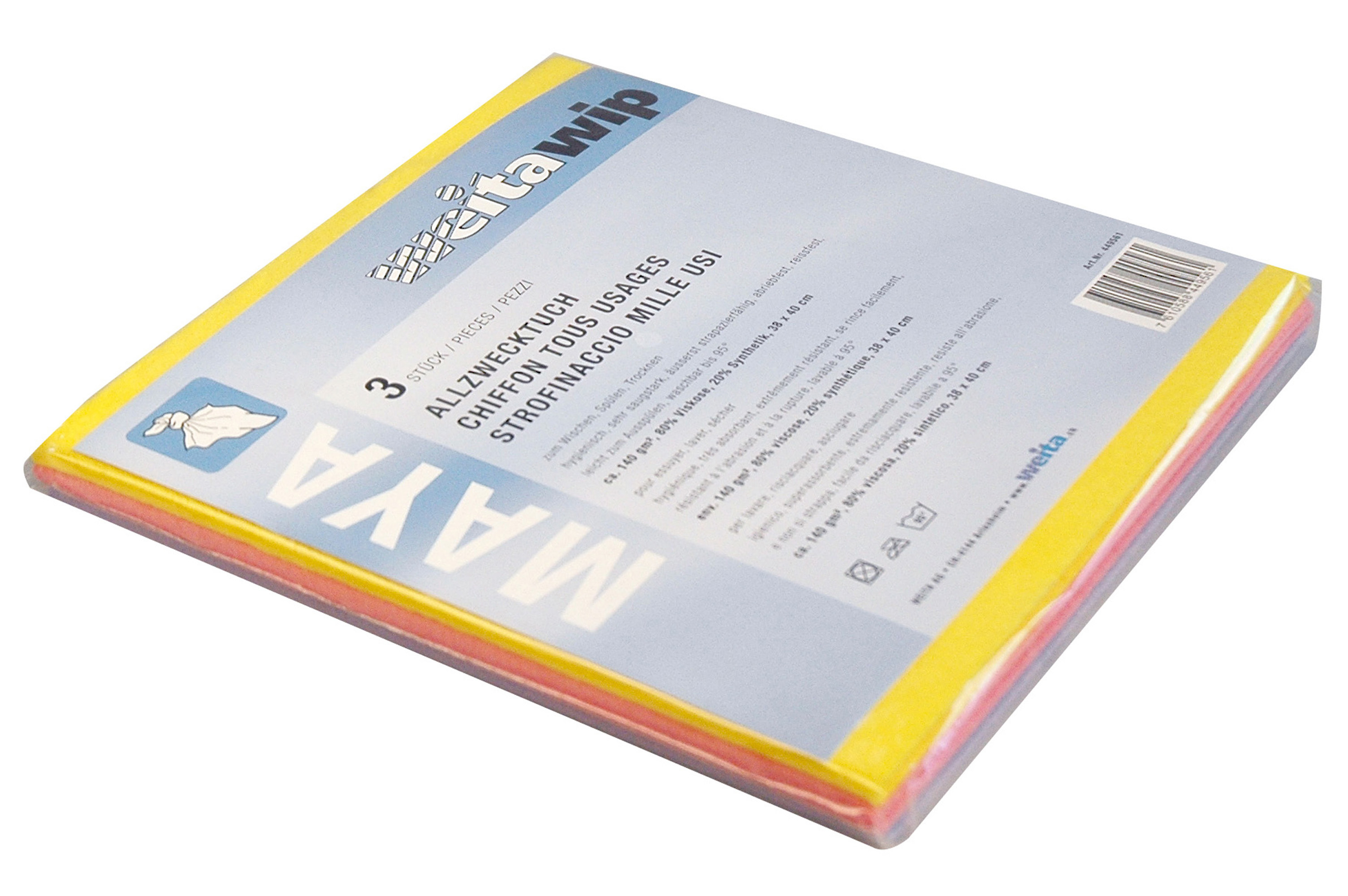 photo WEITACLEAN Lingettes Maya 38x40cm 449561 assorti 3 pièces