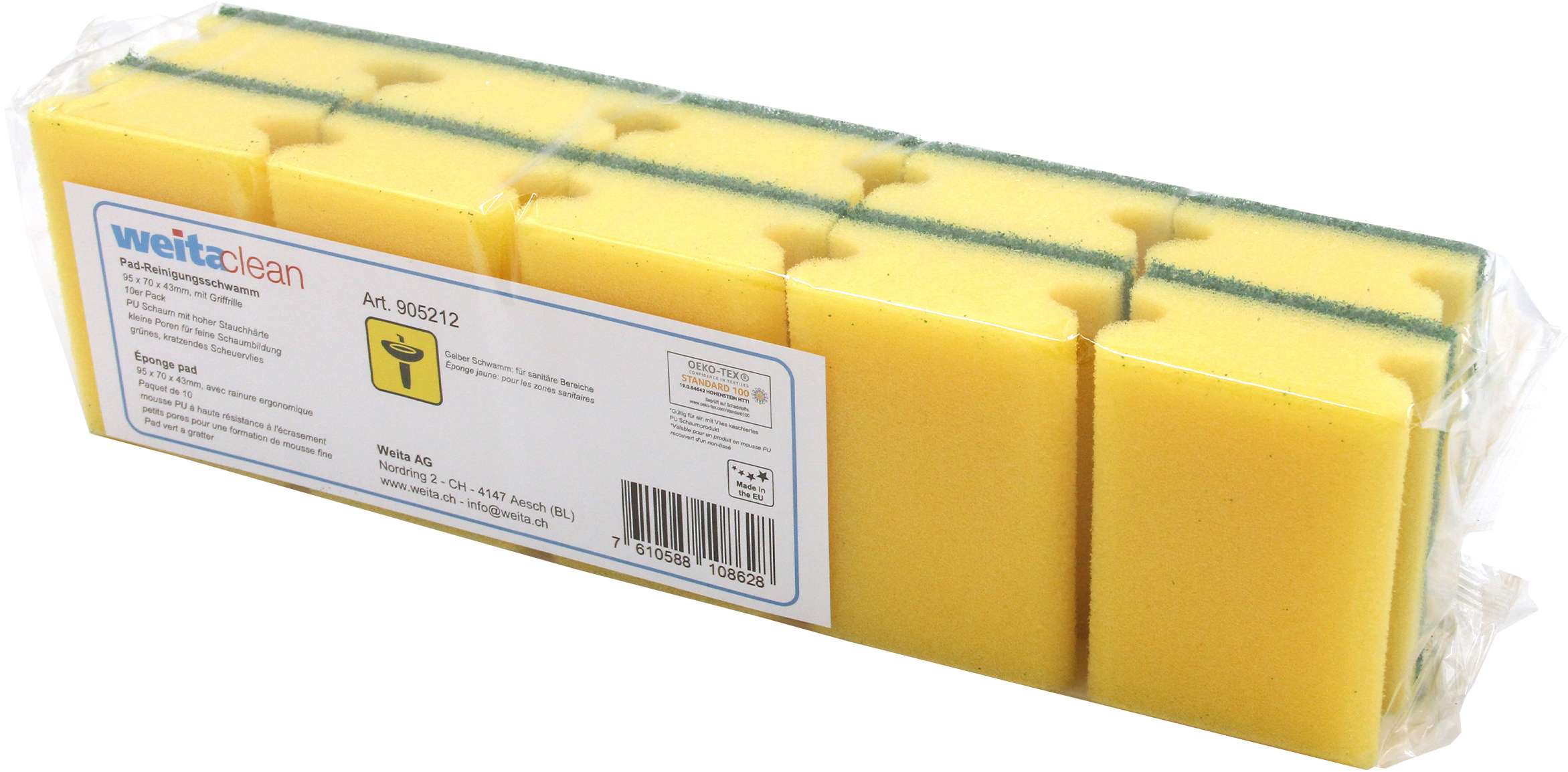 photo WEITACLEAN Éponge pad 95x70x43mm 5028030 jaune, grattant 10 pièces
