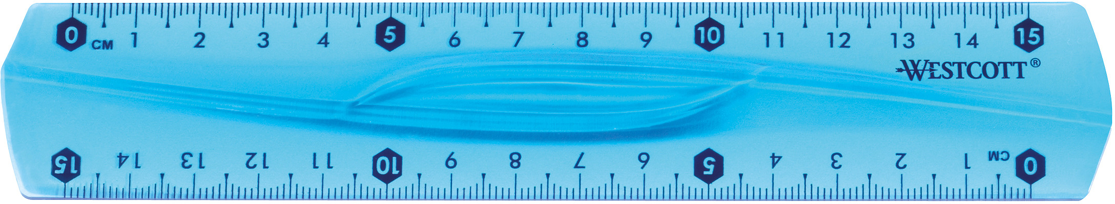 WESTCOTT Règle, élastique E-10220 00 15cm bleu/rouge/vert