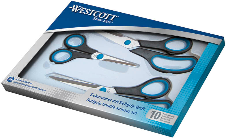WESTCOTT Set Ciseaux 13/21/25cm N-9002700 noir/bleu 3 pcs
