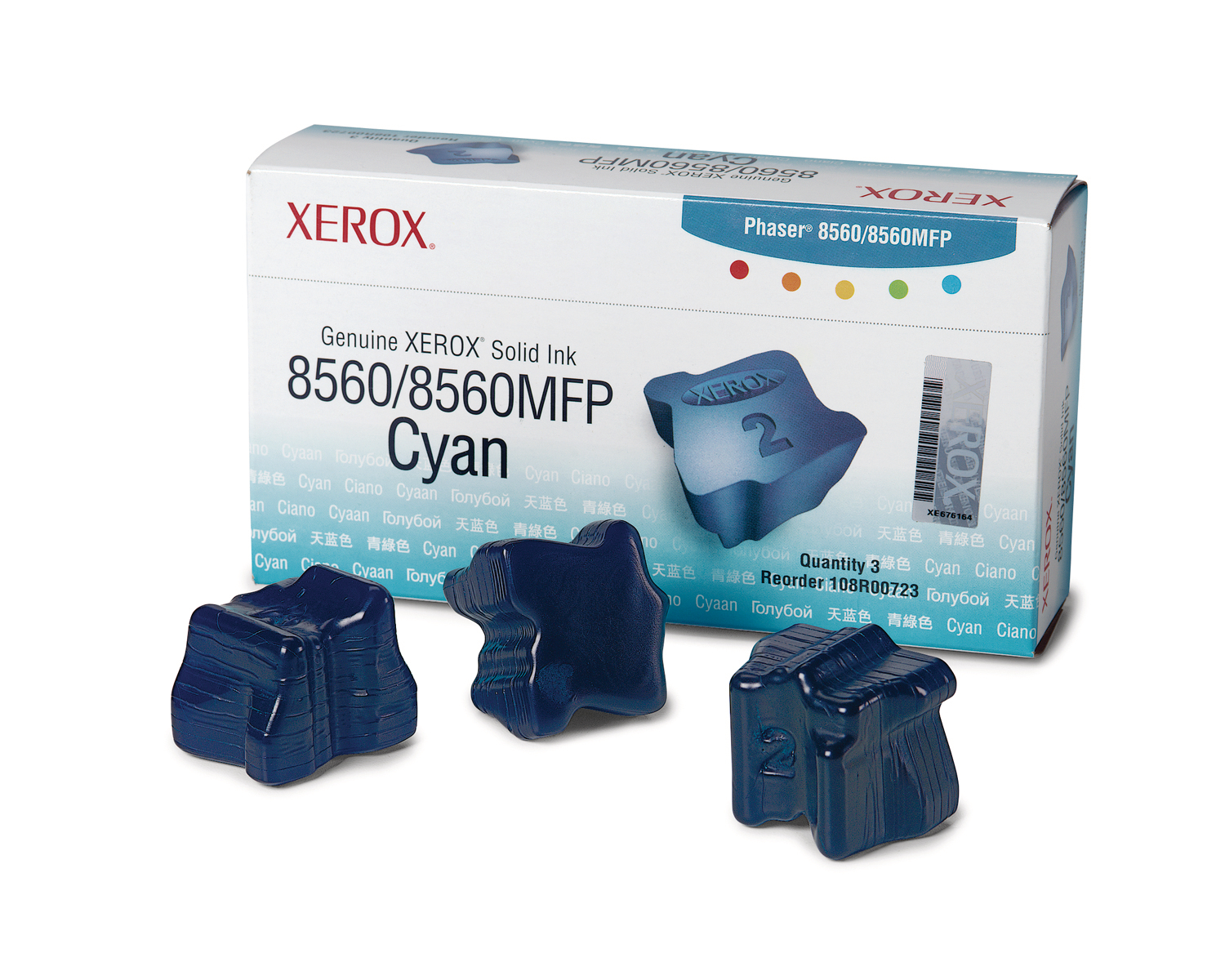 XEROX Color Stix cyan 108R00723 Phaser 8560 3 pièces
