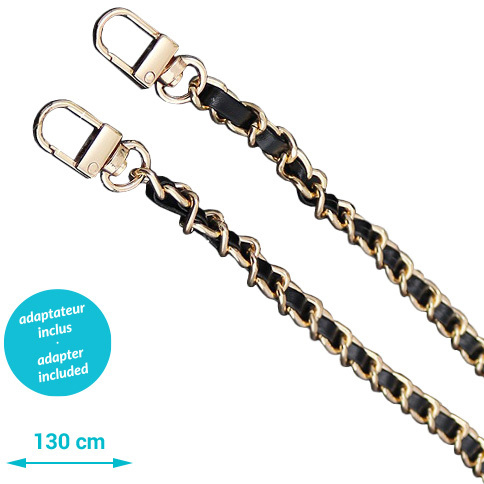 ZANAÉ Phone Necklace Leather 18310 Gold & Chain black / gold