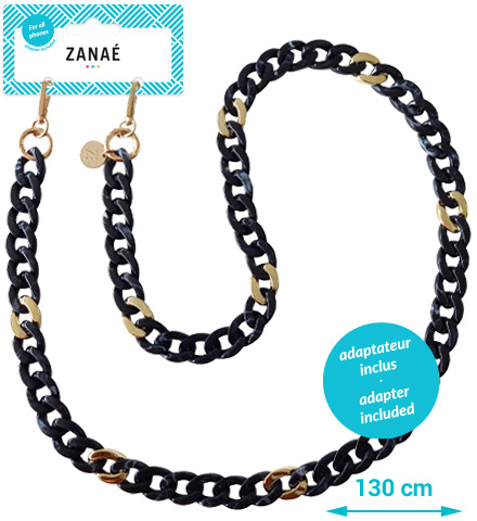 photo ZANAÉ Phone Necklace Kepler & gold 18324 Milky Way black / gold