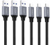 AUKEY ImpulseCable USB-A-to-C bl. CBCMD1 3 Pack 1.0 m Nylon Alu