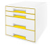 LEITZ Schubladenbox WOW Cube A4 52132016 weiss/gelb, 4 Schubladen