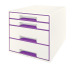 LEITZ Schubladenbox WOW Cube A4 52132062 weiss/violett, 4 Schubladen