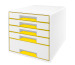 LEITZ Schubladenbox WOW Cube A4 52142016 weiss/gelb, 5 Schubladen