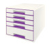 LEITZ Schubladenbox WOW Cube A4 52142062 weiss/violett, 5 Schubladen