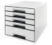 LEITZ Schubladenbox WOW Cube A4 52531001 weiss/schwarz, 5 Schubladen